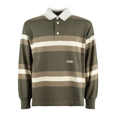 Shop Autry Green Striped Rugby Polo