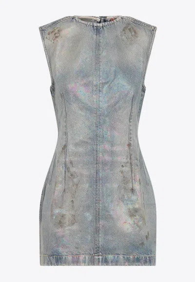 Acne Studios Coated Denim Mini Dress In Denim
