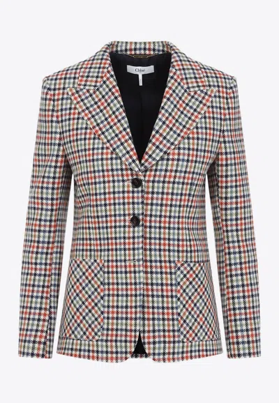 Chloé Single-breasted Checked Blazer In Multicolor