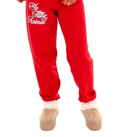 FRIDAY + SATURDAY YA FILTHY ANIMAL SWEATPANTS IN RED 