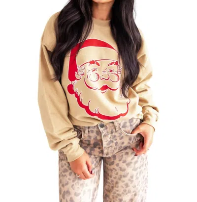 Josie Ho Ho Ho Santa Sweatshirt In Pebble Khaki In Multi
