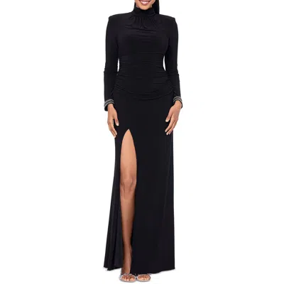 Betsy & Adam Petites Womens Embellished Polyester Evening Dress In Black