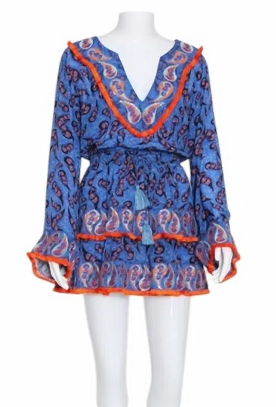 Taj By Sabrina Crippa Daphne Dress In Paisley Blue In Multi