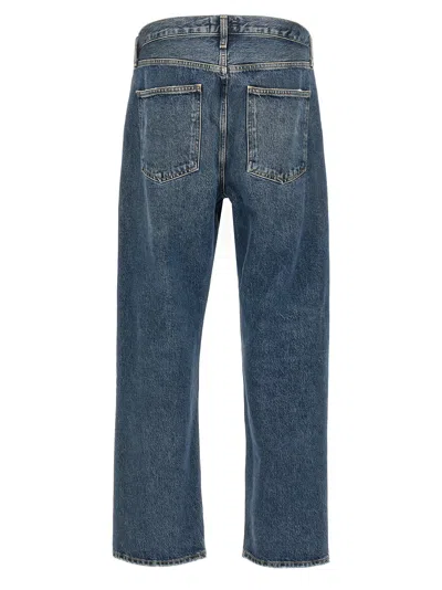 Agolde Blue Five-pocket Jeans With Lightened Effect In Regenerative Cotton Man