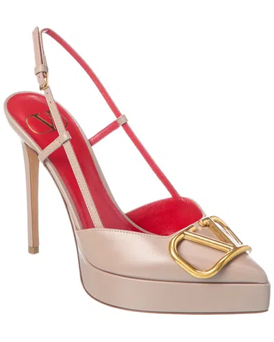 Valentino 120 Vlogo Slingback Leather Pumps In Pink
