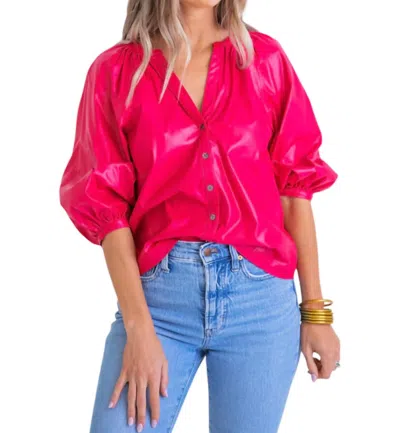 Karlie Button Top In Cranberry In Pink