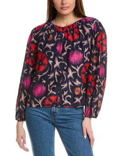 Shop Velvet By Graham & Spencer Fraser Silk-blend Blouse In Blue
