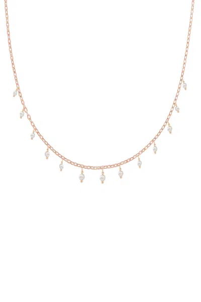 Savvy Cie Jewels Sterling Silver 18k Rose Gold Plated Japanese Seed Pearls In Pink