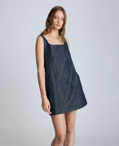 Kenneth Cole Open Back Denim Shift Dress In Dark Navy Multi