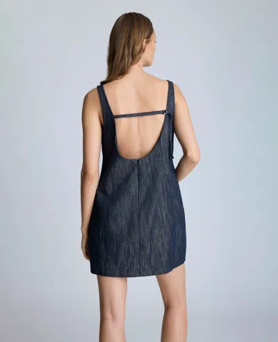 Kenneth Cole Open Back Denim Shift Dress In Dark Navy Multi