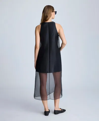 Kenneth Cole Sheer Mesh Overlay Midi Dress In Black