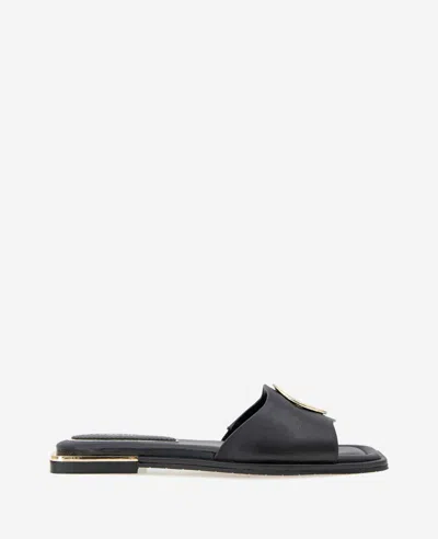 Kenneth Cole Asher Leather Metal Ring Sandal In Black Leather