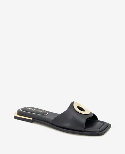 Kenneth Cole Asher Leather Metal Ring Sandal In Black Leather