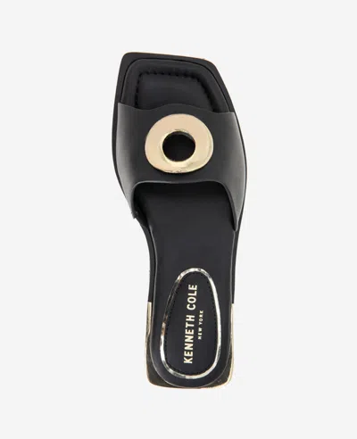 Kenneth Cole Asher Leather Metal Ring Sandal In Black Leather