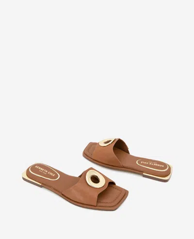 Kenneth Cole Asher Leather Metal Ring Sandal In Tan Leather