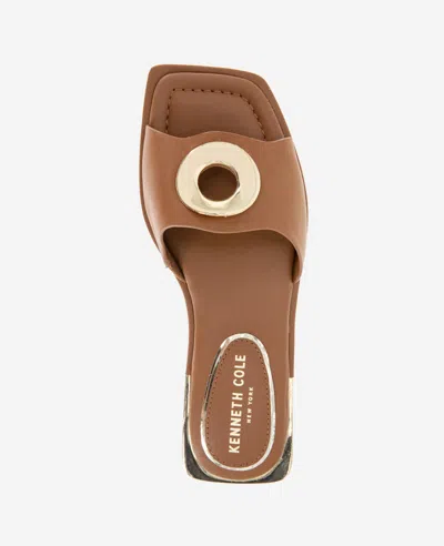 Kenneth Cole Asher Leather Metal Ring Sandal In Tan Leather