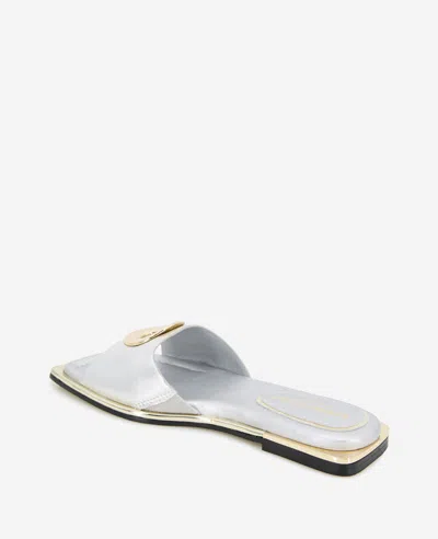 Kenneth Cole Asher Metallic Metal Ring Sandal In Silver Leather