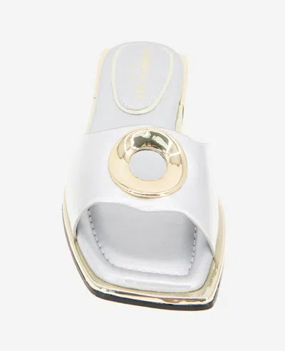 Kenneth Cole Asher Metallic Metal Ring Sandal In Silver Leather