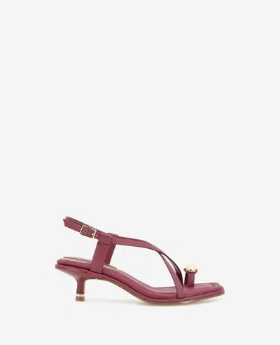 Kenneth Cole Geala Slingback Kitten Heel Sandal In Dark Red Leather