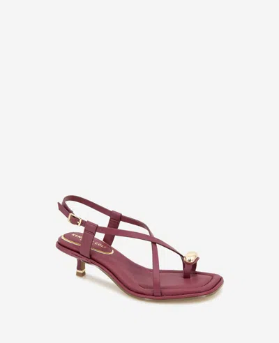 Kenneth Cole Geala Slingback Kitten Heel Sandal In Dark Red Leather