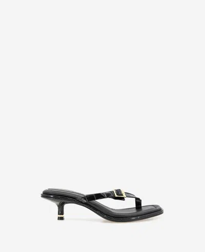 Kenneth Cole Gillie Kitten Heel Slide Sandal In Black Croco