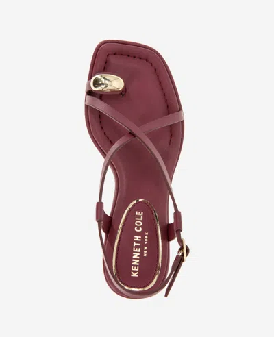 Kenneth Cole Geala Slingback Kitten Heel Sandal In Dark Red Leather