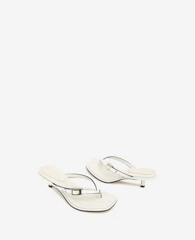 Kenneth Cole Gillie Embossed Croco Kitten Heel Buckle Sandal In Cream Croco