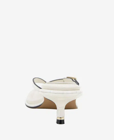 Kenneth Cole Gillie Embossed Croco Kitten Heel Buckle Sandal In Cream Croco