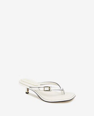 Kenneth Cole Gillie Embossed Croco Kitten Heel Buckle Sandal In Cream Croco