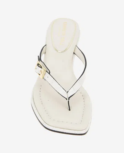 Kenneth Cole Gillie Embossed Croco Kitten Heel Buckle Sandal In Cream Croco