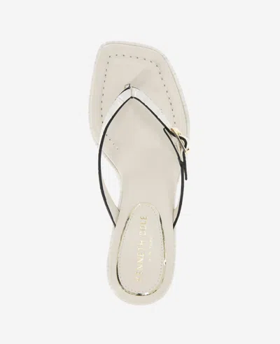 Kenneth Cole Gillie Embossed Croco Kitten Heel Buckle Sandal In Cream Croco