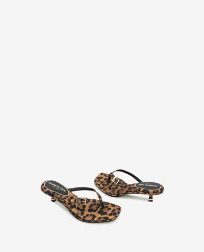 Kenneth Cole Gillie Kitten Heel Slide Sandal In Leopard Fabric