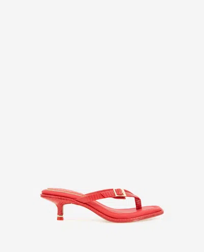 Kenneth Cole Gillie Kitten Heel Slide Sandal In Red Lizard