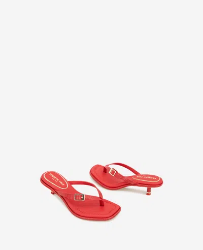 Kenneth Cole Gillie Kitten Heel Slide Sandal In Red Lizard