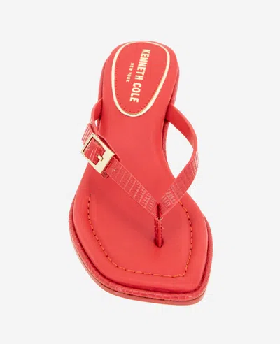 Kenneth Cole Gillie Kitten Heel Slide Sandal In Red Lizard