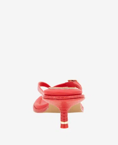 Kenneth Cole Gillie Kitten Heel Slide Sandal In Red Lizard
