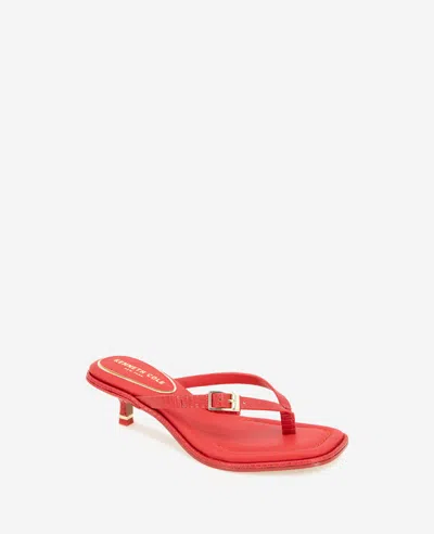Kenneth Cole Gillie Kitten Heel Slide Sandal In Red Lizard