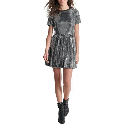 Dkny Geo Sequin Minidress In Black