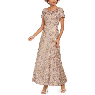 Alex Evenings Rosette A-line Gown In White