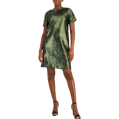 Anne Klein Womens Sequined Polyester Cocktail And Party Dress In Green
