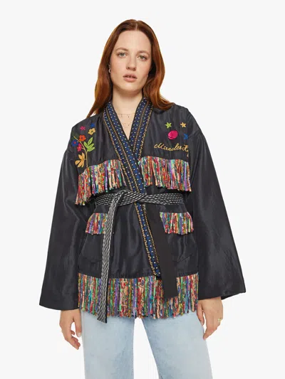 Monoki Rodeo Silk Kimono Jacket In Blue