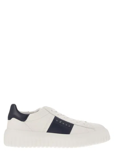 Hogan Panelled Design Calf Leather Sneakers With Chunky Sole In White