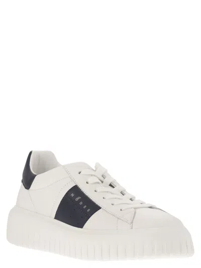 Hogan Panelled Design Calf Leather Sneakers With Chunky Sole In White