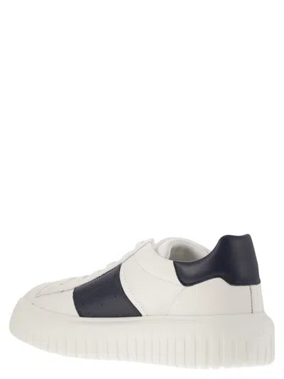 Hogan Panelled Design Calf Leather Sneakers With Chunky Sole In White