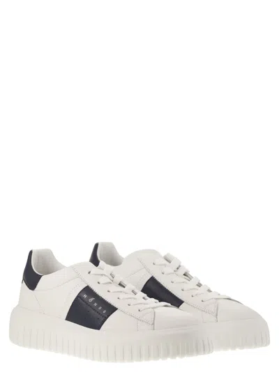 Hogan Panelled Design Calf Leather Sneakers With Chunky Sole In White
