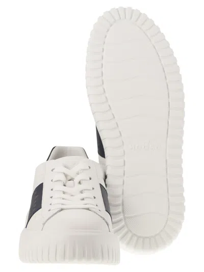 Hogan Panelled Design Calf Leather Sneakers With Chunky Sole In White
