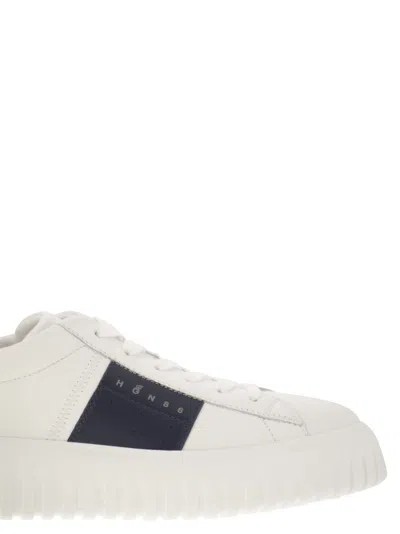Hogan Panelled Design Calf Leather Sneakers With Chunky Sole In White