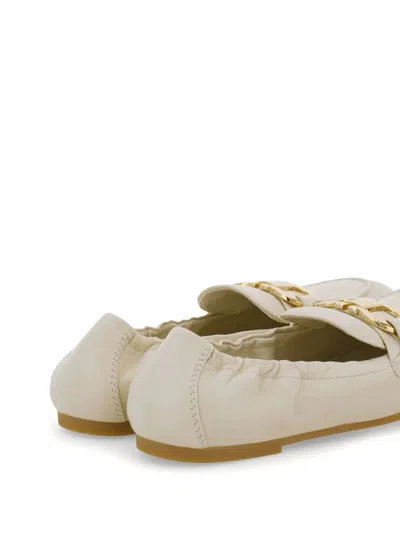 Ferragamo Jodie Casual Flat Loafers Elasticated Trim In White