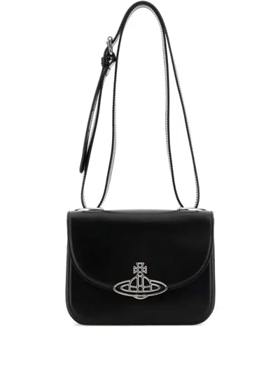 Vivienne Westwood Black Leather Linda Crossbody Bag In Black