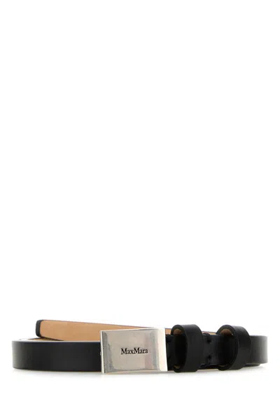Max Mara Women Black Leather Plate Belt In Black